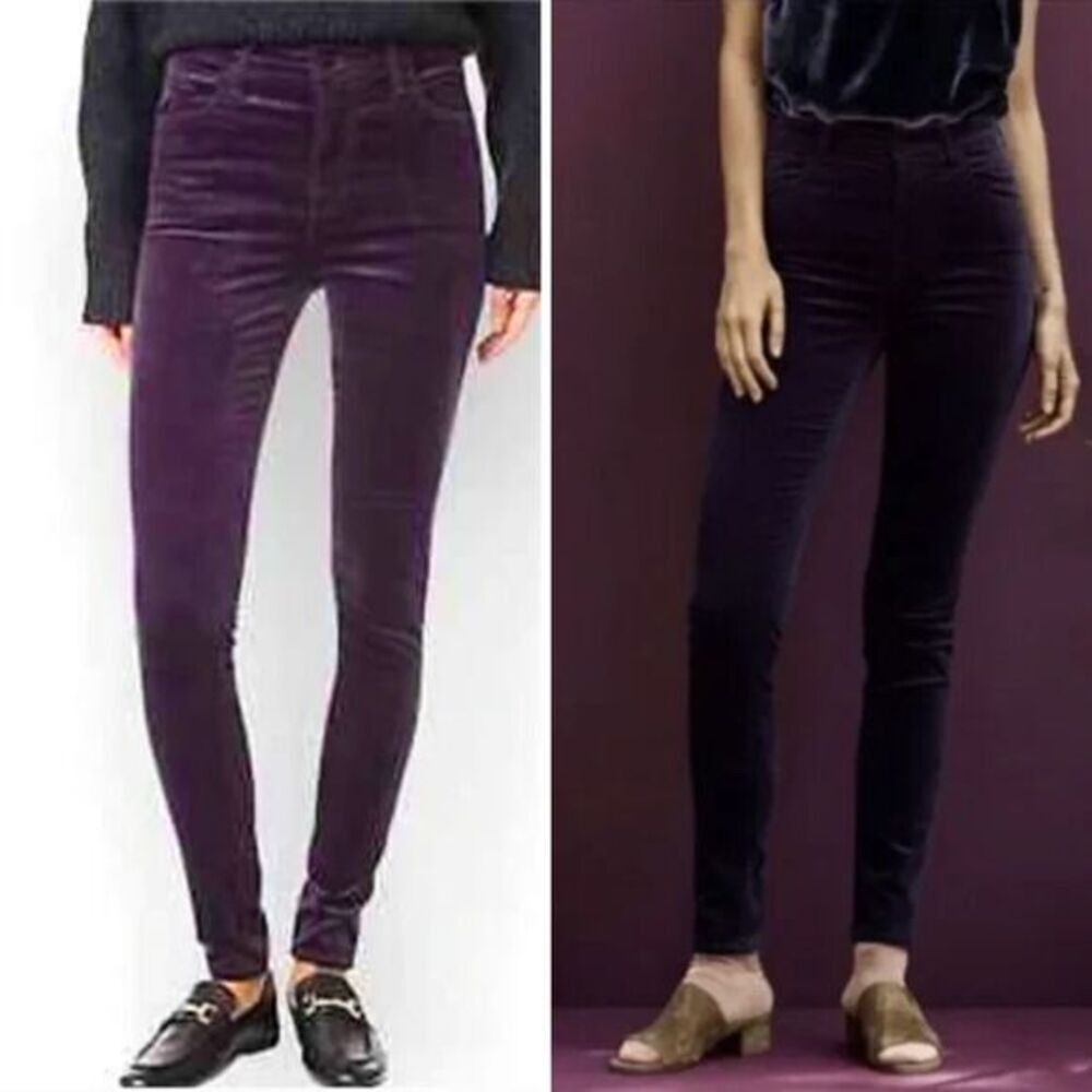 NEW J Brand‎ Maria High Rise Skinny Velveteen Jeans In Aubergine, 24